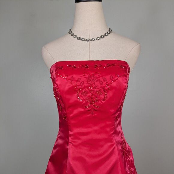 Morgan Co Prom Dress Maxi Ball Gown 8 Red Pink Fairy Princess Vintage 90s Y2K - Picture 5 of 14
